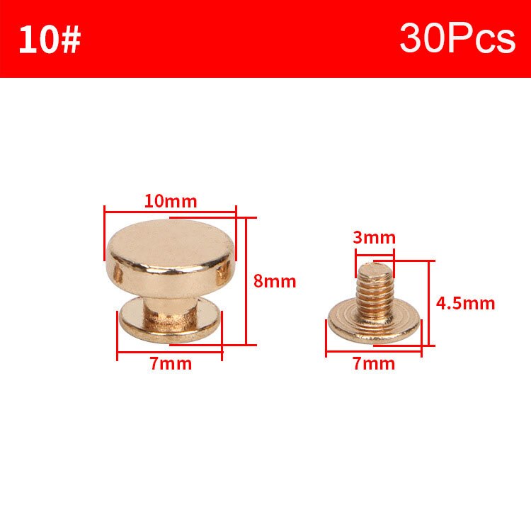 Screw Post Soild Brass Button Studs,Leather Craft Belt Screwback Screw Nail Rivets DIY Suitable for Arts and Clothers Making: 1