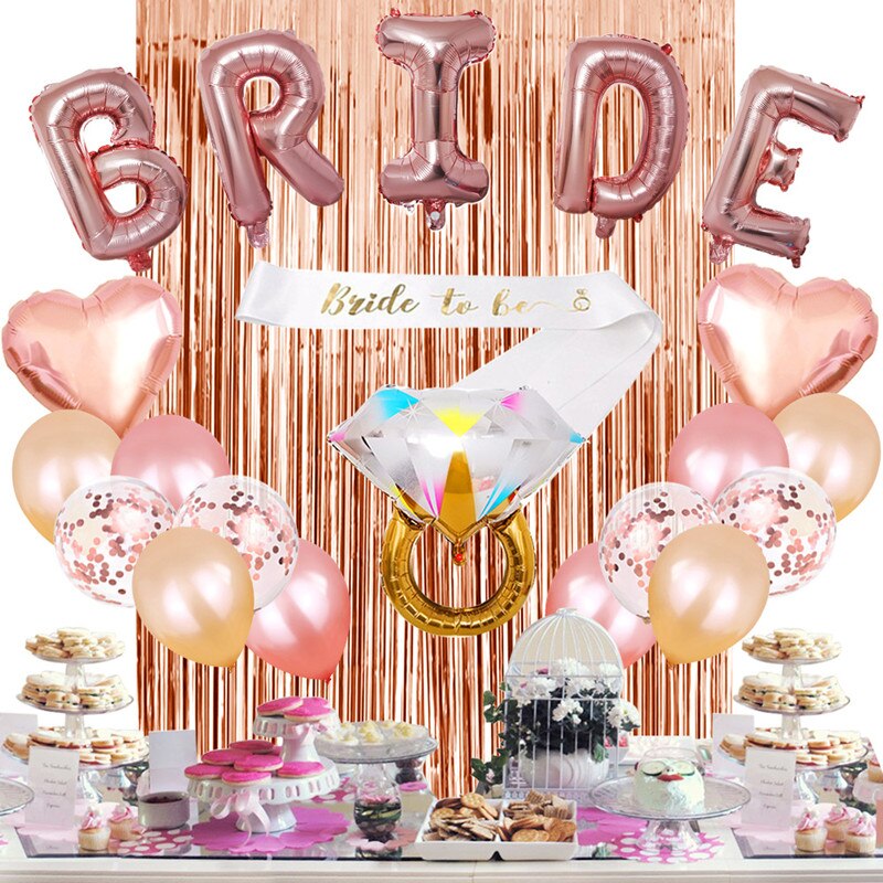1Set 16Inch Rose Gold Bruid Om Brief Ballonnen Hart Folie Ballon Vrijgezellenfeest Decoraties Bruiloft Vrijgezellenfeest levert