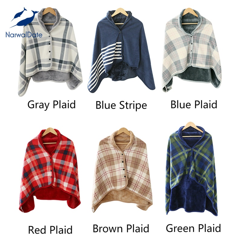 Plaid Hoodie Fleece Flanel Pluche Bts Serape Wearable Deken Sjaal Verdikking Deken Gooi Sweatshirt Deken Buffalo Plaid