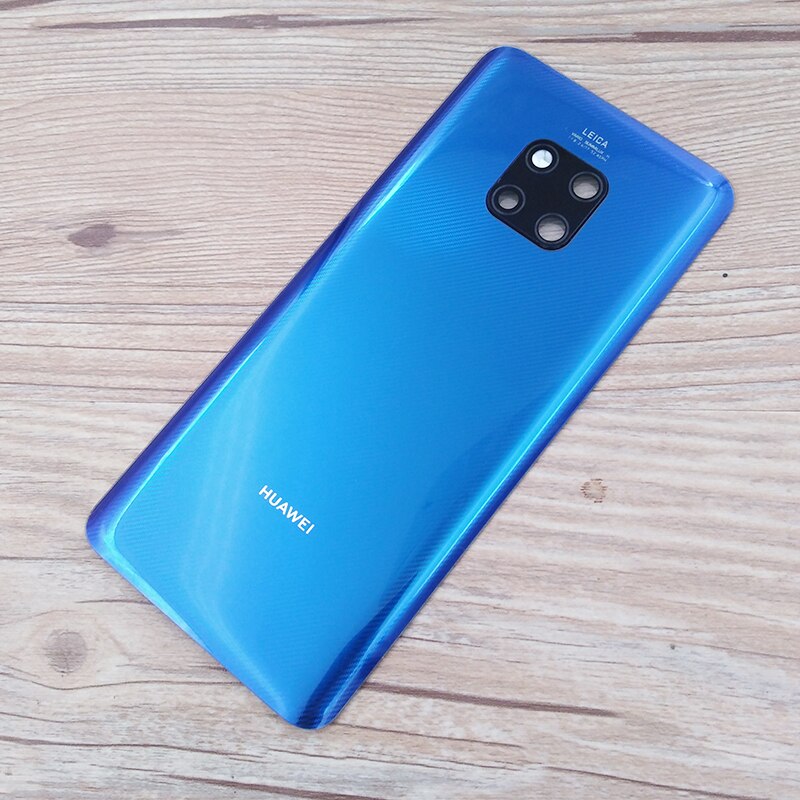 Huawei Mate 20 Pro Cover posteriore in vetro custodia porta posteriore custodia batteria parti di riparazione di ricambio per Mate20 Pro con obiettivo fotocamera + Logo: Grid Blue