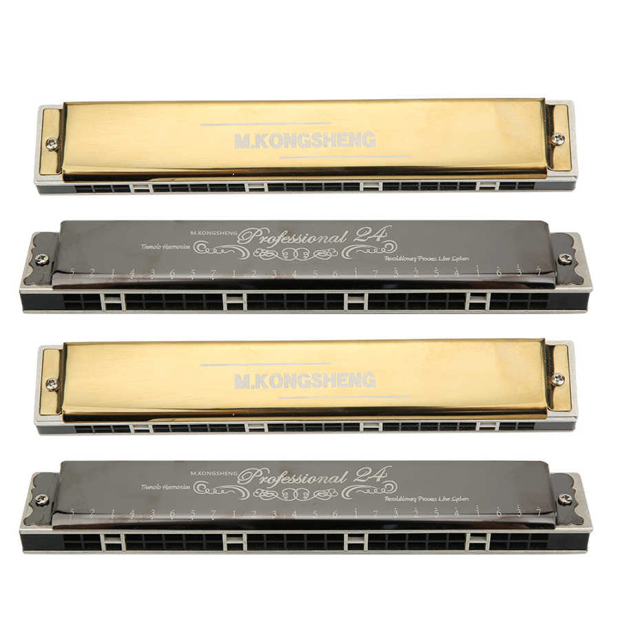 Harmonica Key A/A#/G/G#/F/F#/D/D#/E/B Mouthorgan Diatonic Harp 1.2mm Brass Base Plate 24-Hole Polyphonic