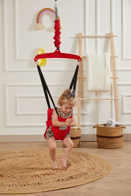 Baby Stuiterende Lente Flexibele Swing Met Riem En Veilig Moeder Producten Meisjes Jongens Kind Accessoires Loophulp: Rood