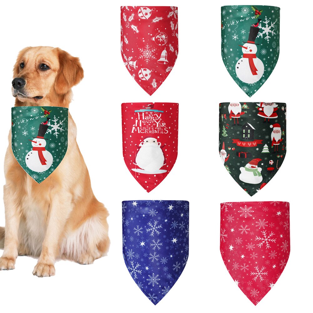 Nyligt jul kæledyr trekantet tørklæde hund bandana tilbehør hagesmæk til hund kat cla 88