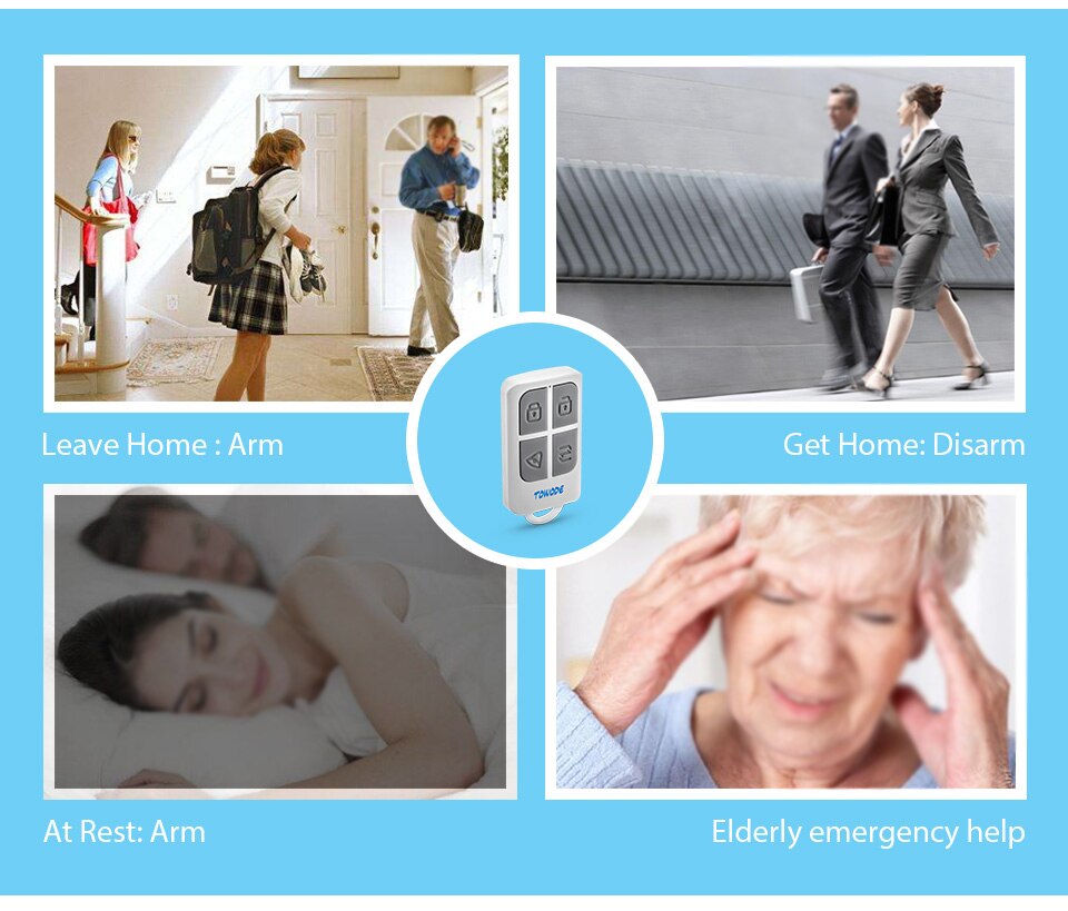 TOWODE Wireless Remote Control Arm/Disarm Detector for Touch Keypad Panel GSM PSTN Home Security Burglar Voice Alarm System