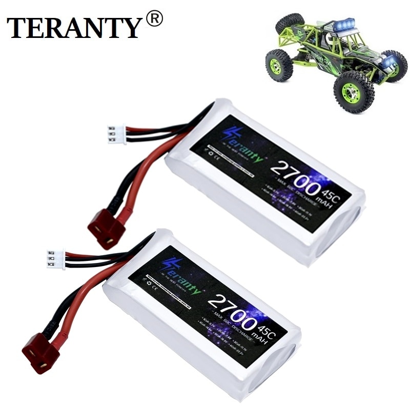 Batería Lipo 2s 7,4 V 2700mAh 45C Max 65C para Wltoys 12428 12423 7,4 RC Car feiyue 03 Q39 piezas de mejora de batería de v