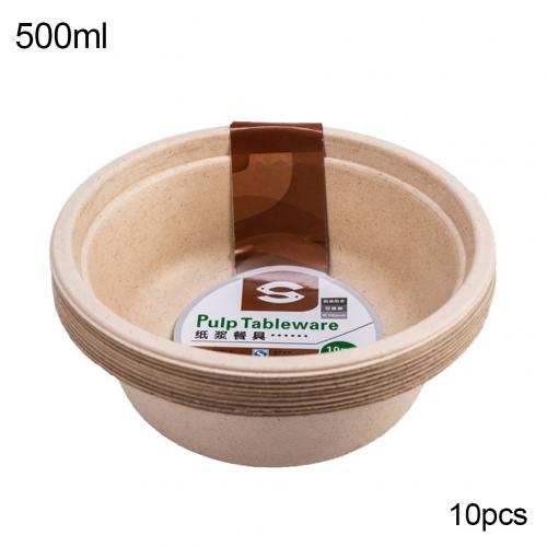 10Pcs Keuken Restaurant Wegwerp Fruit Cake Voedsel Papier Schotel Plaat Kom Barbecue Party Servies: 500ml Bowl