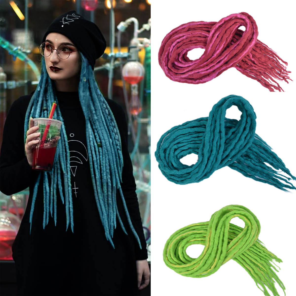 Syntetiske dreadlocks hæklet hår blødt uld dread locs håndlavet fletning hårextensions til afro kvinder mænd hiphop stil