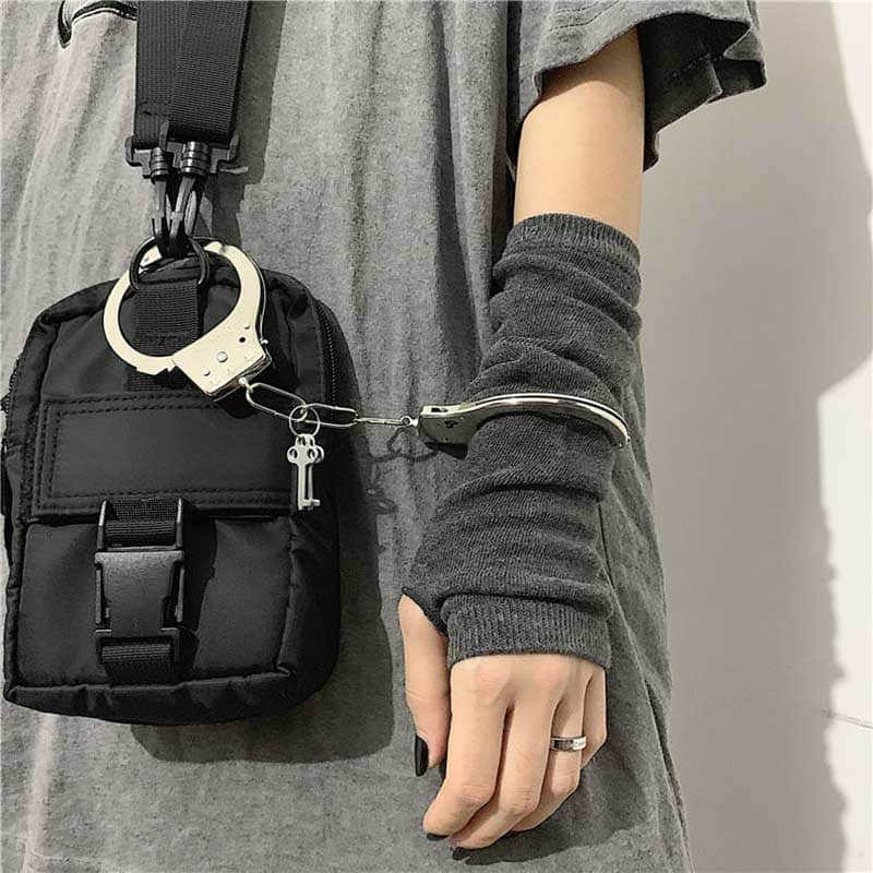 Noir Punk longs gants sans doigts manchette femmes hommes Ninja Sport extérieur Hip-hop gants coude mitaines Cool Stretch hiver bras plus: WHITE