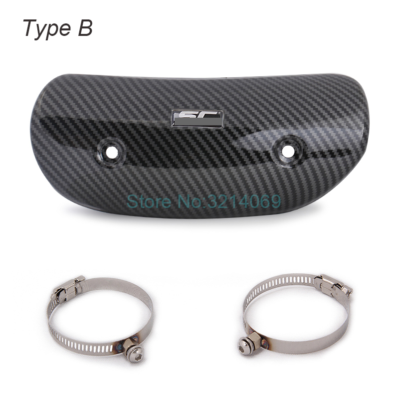 Universel moto tuyau d'échappement Imitation Fiber de carbone protecteur bouclier thermique couverture garde Anti-échaudage couverture pour TMAX 530 XMAX: Heat Shield Cover B
