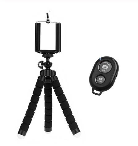 Stativ til telefon bluetooth monopod selfie fjernbetjening stick til smartphone iphone stativ til mobiltelefon holder: Sort stativ fjernbetjening