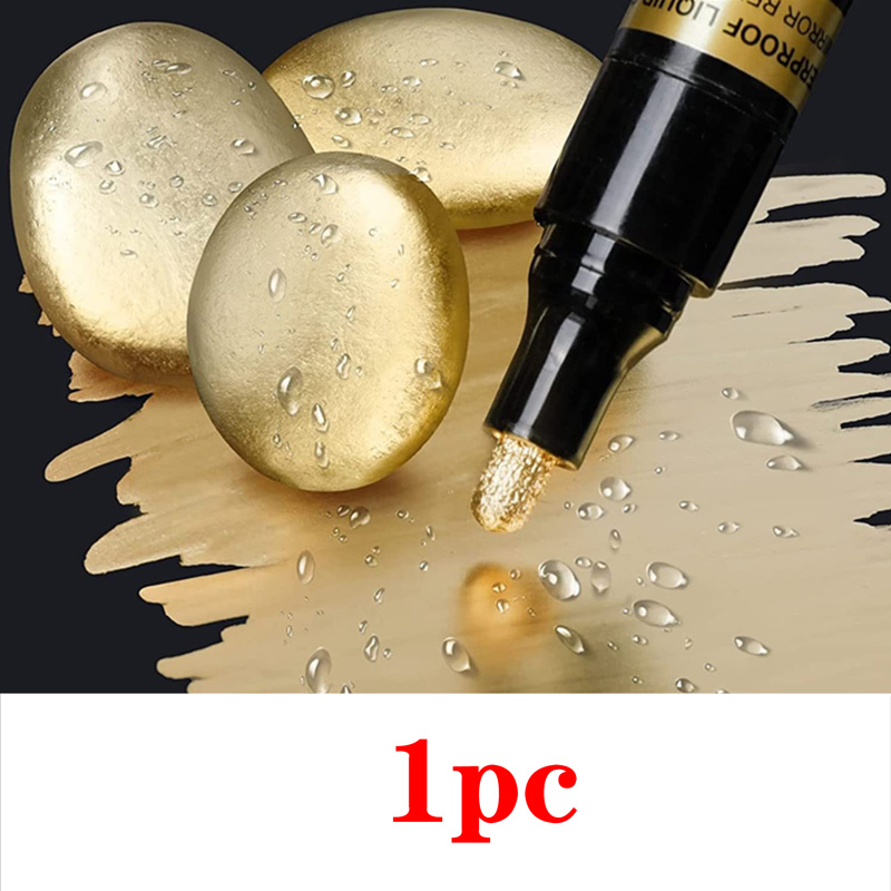 Rotulador de espejo cromado de 3/2/1 Uds., bolígrafo de pintura reflectante DIY de 2mm, marcador permanente de oro y plata para retocar, pintura de modelos, marcado: YELLOW