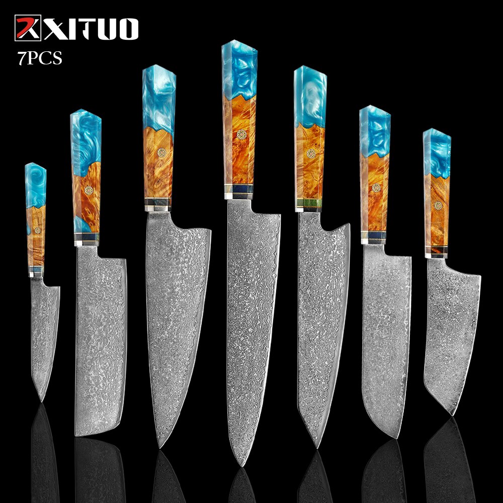 XITUO Kitchen Chef Knife Damascus Knife Set Japanese Knife Damascus Steel VG10 Santoku Paring Knives Cooking Tool