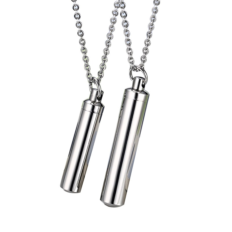 Men Woman Capsule Necklace Openable Cylindrical Pill Case Pendants Stainless Steel Remembrance Jewelry