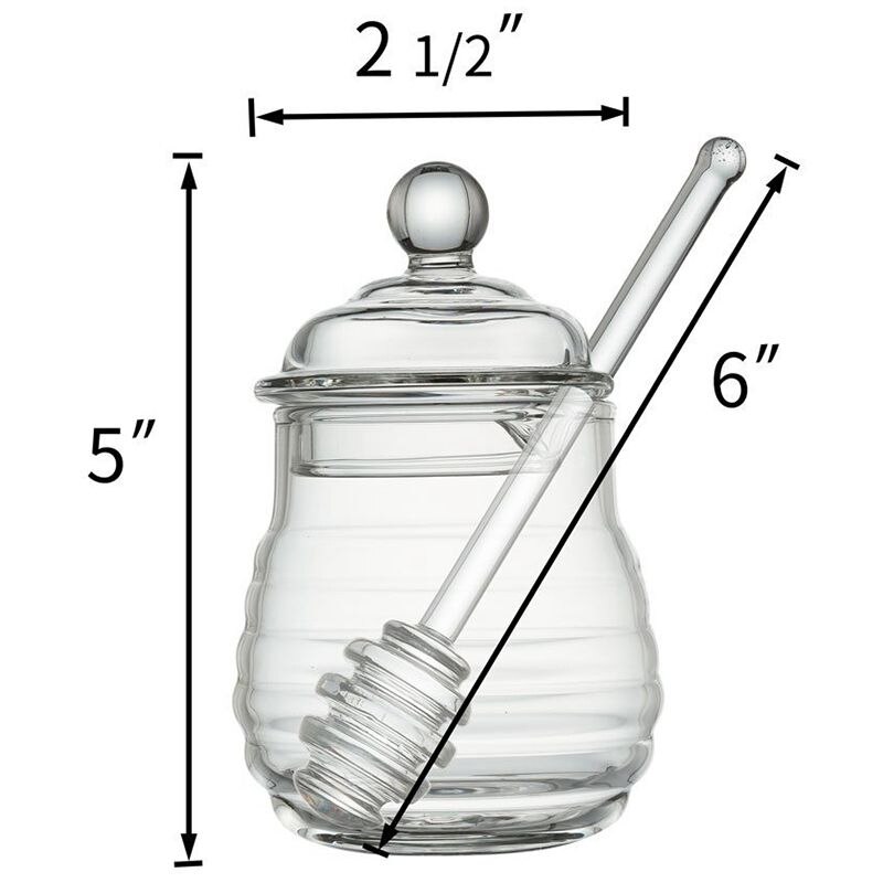 Luxe Transparant Glas Honing Pot Met Deksel En Dipper Keuken Gadget Dipper Stick Siroop Dispenser Server Keuken Accesoires: honey pot set