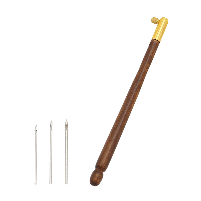 Tambor de aguja para bordar, gancho de ganchillo, mango de gancho Luneville con juego de 3 agujas, herramienta de bordado de cuentas brillantes de alta costura Luneville