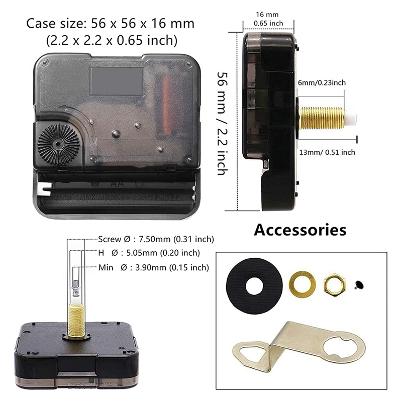 Clock Mechanism Kit Battery Powered,Quartz Clock Movement Replacement,Wall Clock Parts Motor Replacement DIY Repair Part