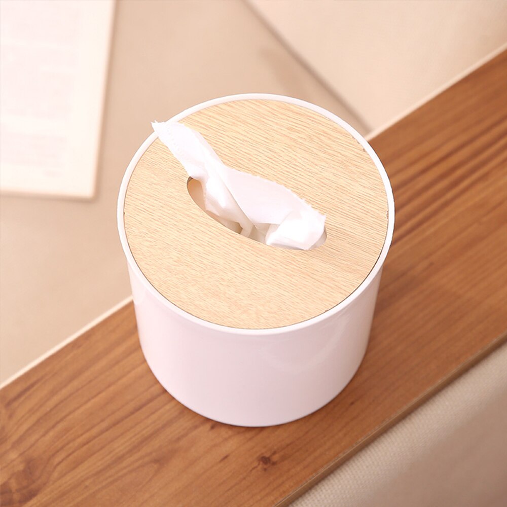 Caja de pañuelos de plástico con cubierta de madera, recipiente de servilleta de cocina para el hogar, caja de pañuelos, caja blanca para servilletas, organizador de papel tisú