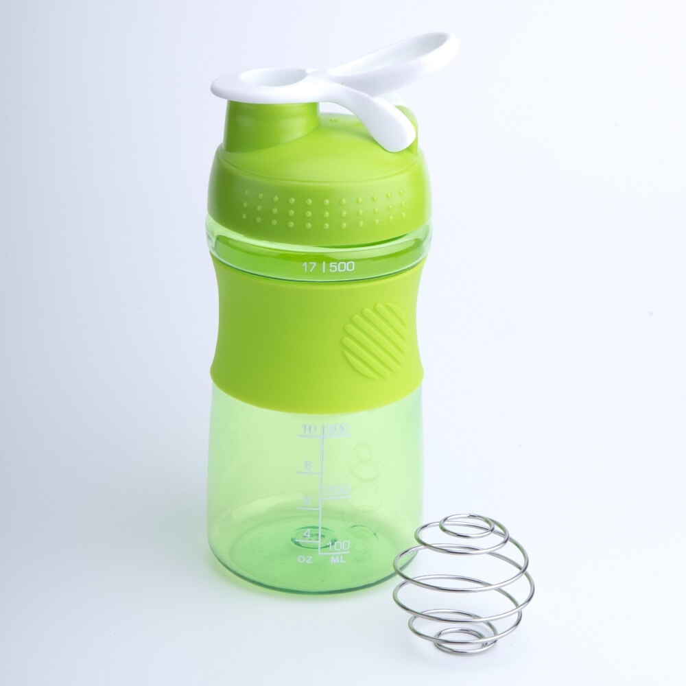 500ML/750ML Shaker protéine bouteille d'eau de alimentaire BPA gratuit Shaker bouteille salle de sport avec boule d'agitation étanche couvercle voyage en plein air: Vert clair / 760ml