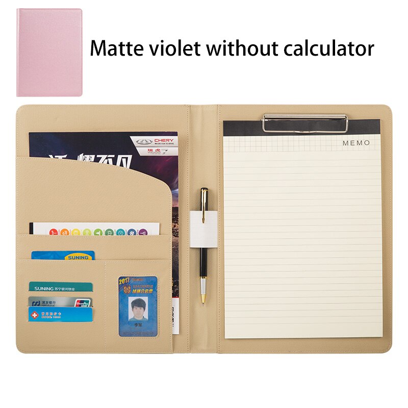 335*240mm A4 multifunktions Geschäft Büro Gewidmet Ordner Vertriebsleiter Leder Clip/vertragsunterzeichnung Carpetas Pasta Escolar: matt violett ohne
