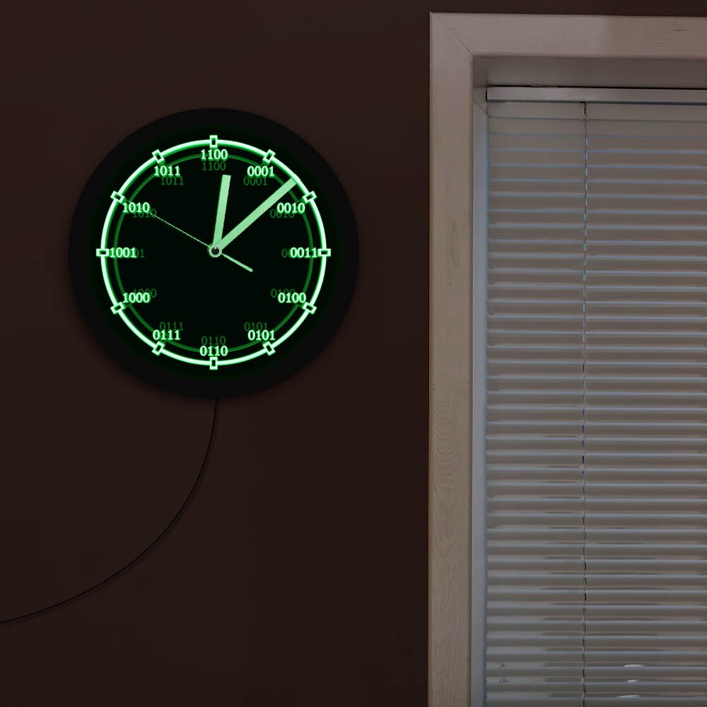 Reloj de pared decorativo de código binario para profesores, pulsera de pared con luz LED de fondo, señal de neón, LED, números de matemáticas, Equation, educativos