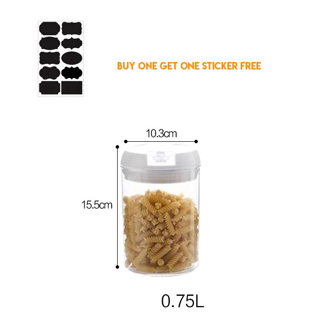 Céréales en plastique conteneurs pour le stockage des aliments cellier bocaux hermétiques cuisine organisateur stockage conteneur accessoires de cuisson: Round0.75L-