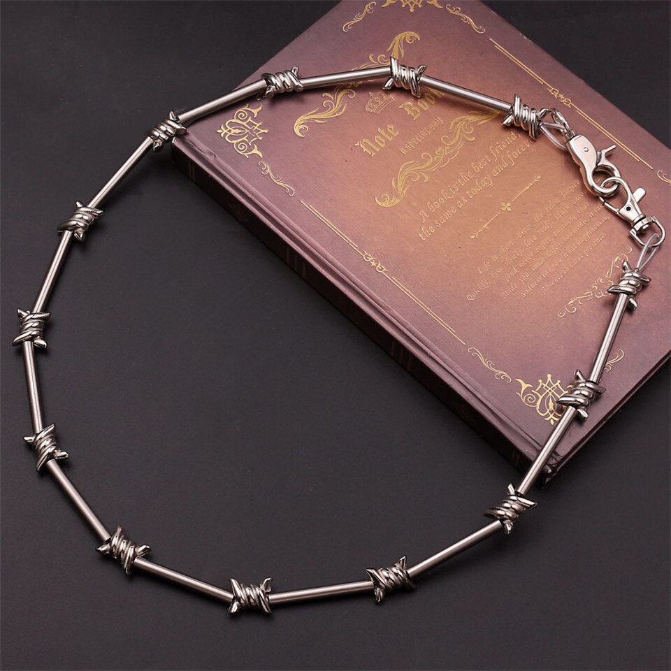 Collar de alambre de púas estilo Hip Hop para mujer, pulsera con cadenas para pantalón, joyería Harajuku Punk gótica, Gargantilla Unisex