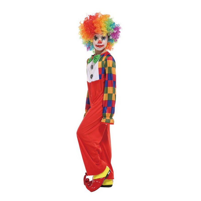 Barn barn stygg färg rutig röda byxor clown kostym för pojkar halloween purim karneval fest maskerad mardi gras outfit