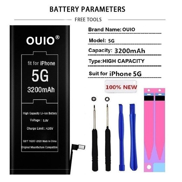 Original iPhone 6 7 8 Plus XR XS MAX Handy Batterie Für iPhone 5 5S 5SE 6S X Hohe Kapazität Ersatz Batterie: For iPhone5G