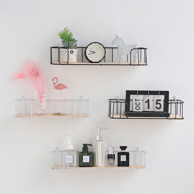 Decoratieve Ijzer Houten Opbergrek Muur Planken Garage Kit Opbergrek Kamer Decoratie Stacks Ornamenten Drijvende Planken