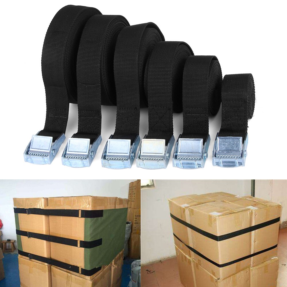 1Pcs Black Buckle Belt Car Cargo Strap Strong Rratchet Luggage Cargo Lashing Bundling Auto Accessories 1-6M