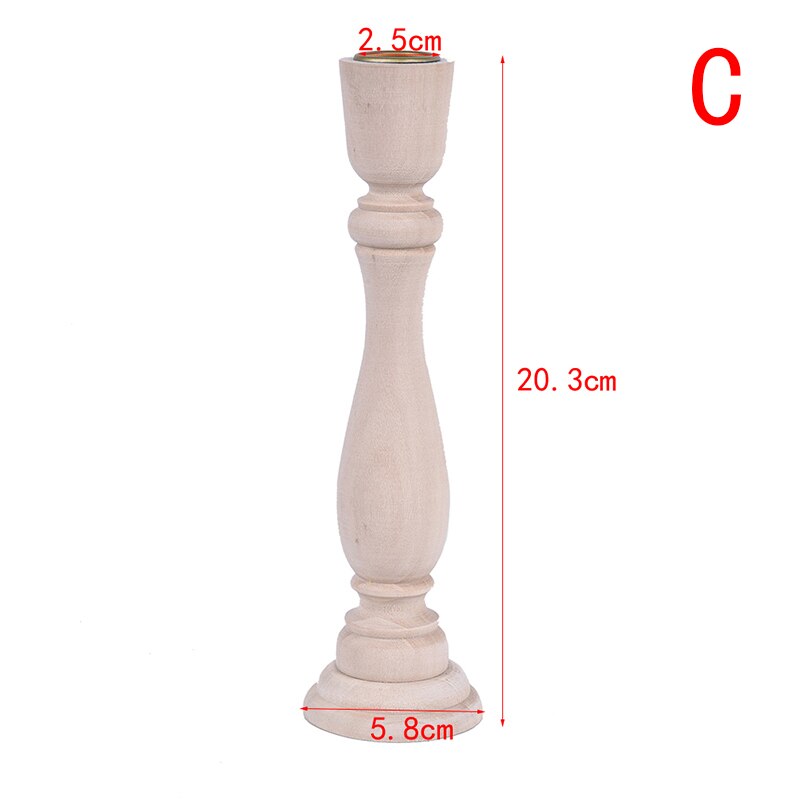 1pc Candle Holders Unfinished Candlesticks Holders Unpainted Wood Classic Craft Candlesticks Holders DIY Home Wedding Decoration: C