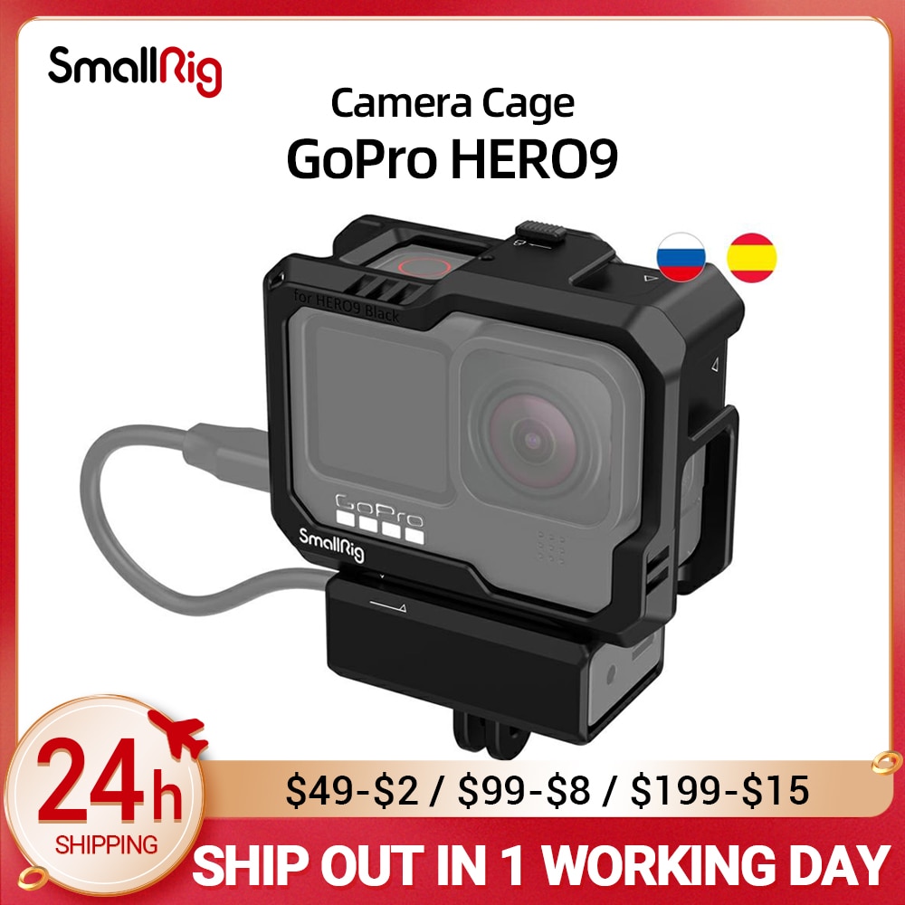 Smallrig Zwart Volledige Action Camera Kooi Voor Gopro HERO9/Gopro HERO10 3083