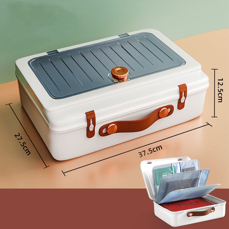 Office File Documents Box Container Bills Folder Multilayer Storage Bag Larger Capacity Briefcase Business Material Organize: A White