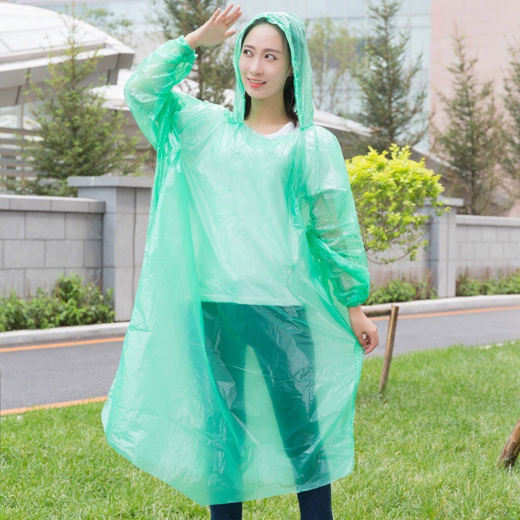 # H40 Wegwerp Adult Emergency Waterdichte Regenjas Wandelen Camping Hood Poncho Regenjas Reizen Camping Jas Unisex Transparant