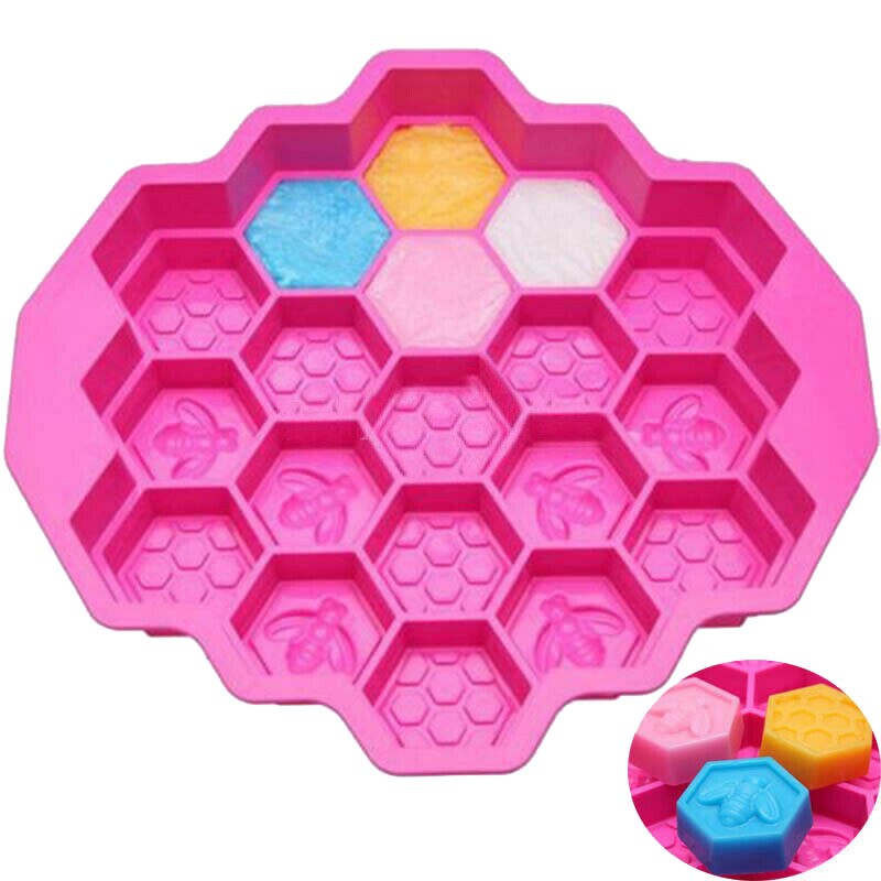 Molde de silicona con forma de abeja para hornear, 19 celdas, para pastel, Chocolate, vela, jabón, glaseado, DIY, cera de abejas, utensilios para hornear