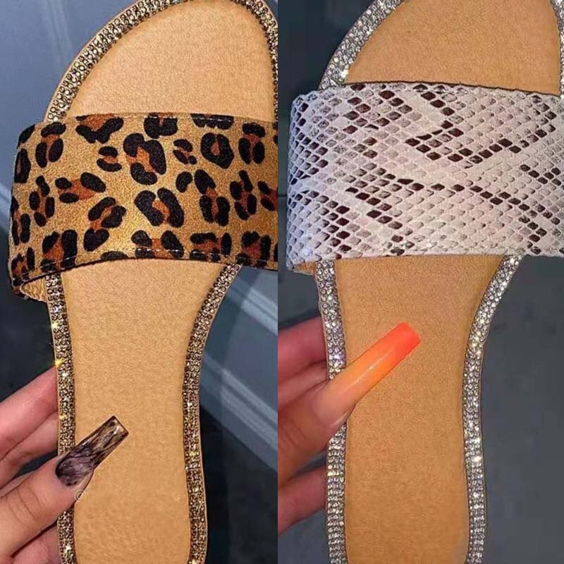 Sandales femme Chaussures Plates Femme Léopard Plate-Forme Chaussures de Confort Plat Sandales Femmes Chaussures D'été de Plage Sans Lacet De De