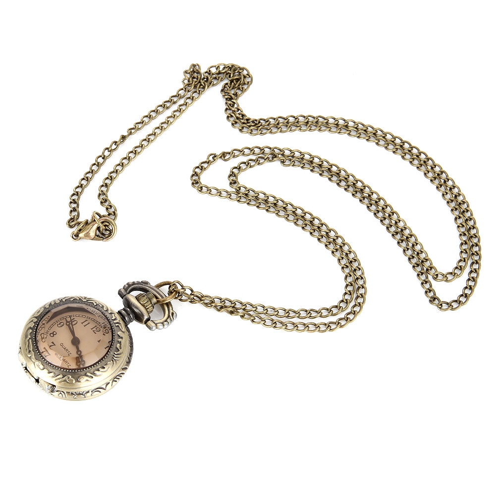 Men Women Vintage Quartz Pocket Watch Alloy Glass Dome Necklace Pendant Unisex Sweater Chain Clock TT@88