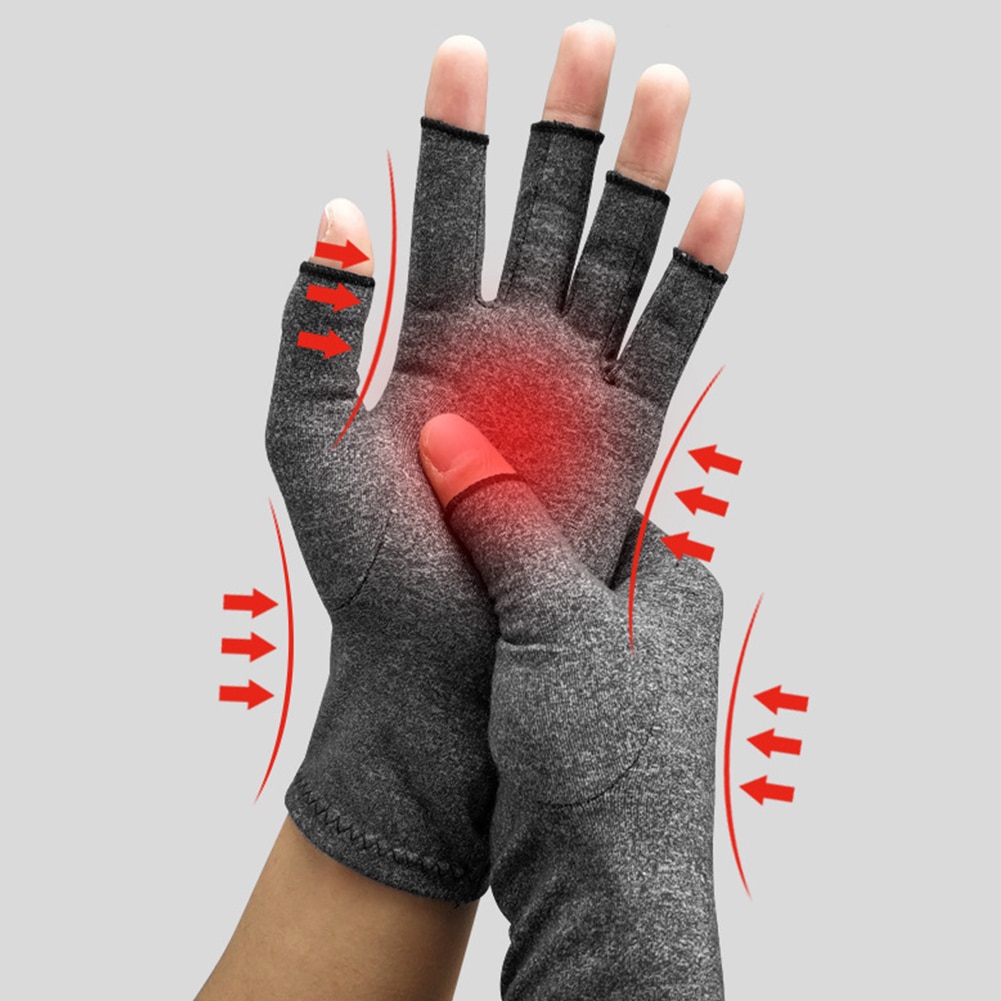 1 par sundhedspleje ledsmerter letvægts holdbar terapi kompressionshandsker halvfinger håndgigt unisex håndledsstøtte blød