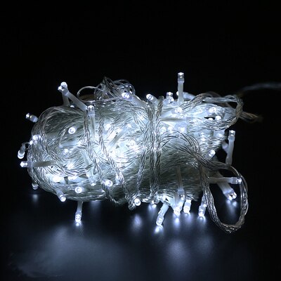 LED guirlande lumineuse pile 1M/ 2M/5M/10M noël chaîne lumière lumières/mariage/LED décoration lampe série batterie: White / 10M  80LED