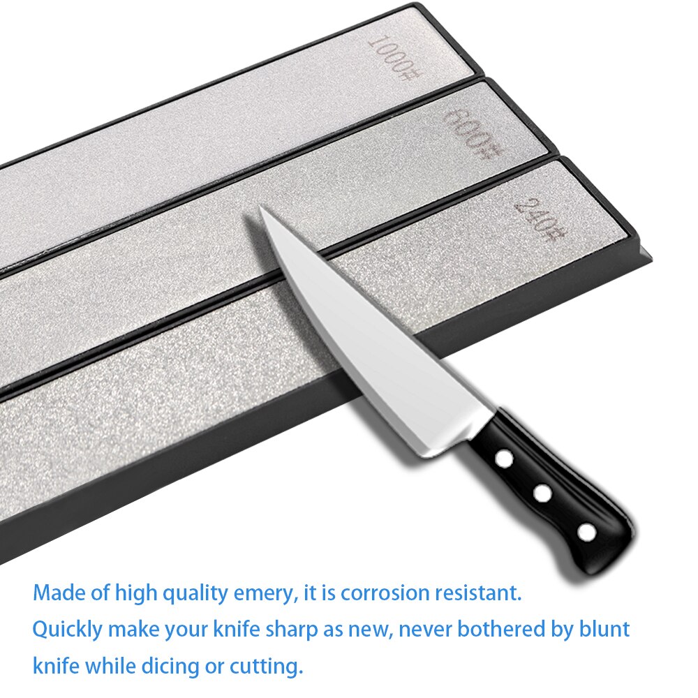 240 600 1000 3 pçs/set grit diamante faca sharpener ângulo de afiação pedra amolar profissional faca sharpener ferramenta barra