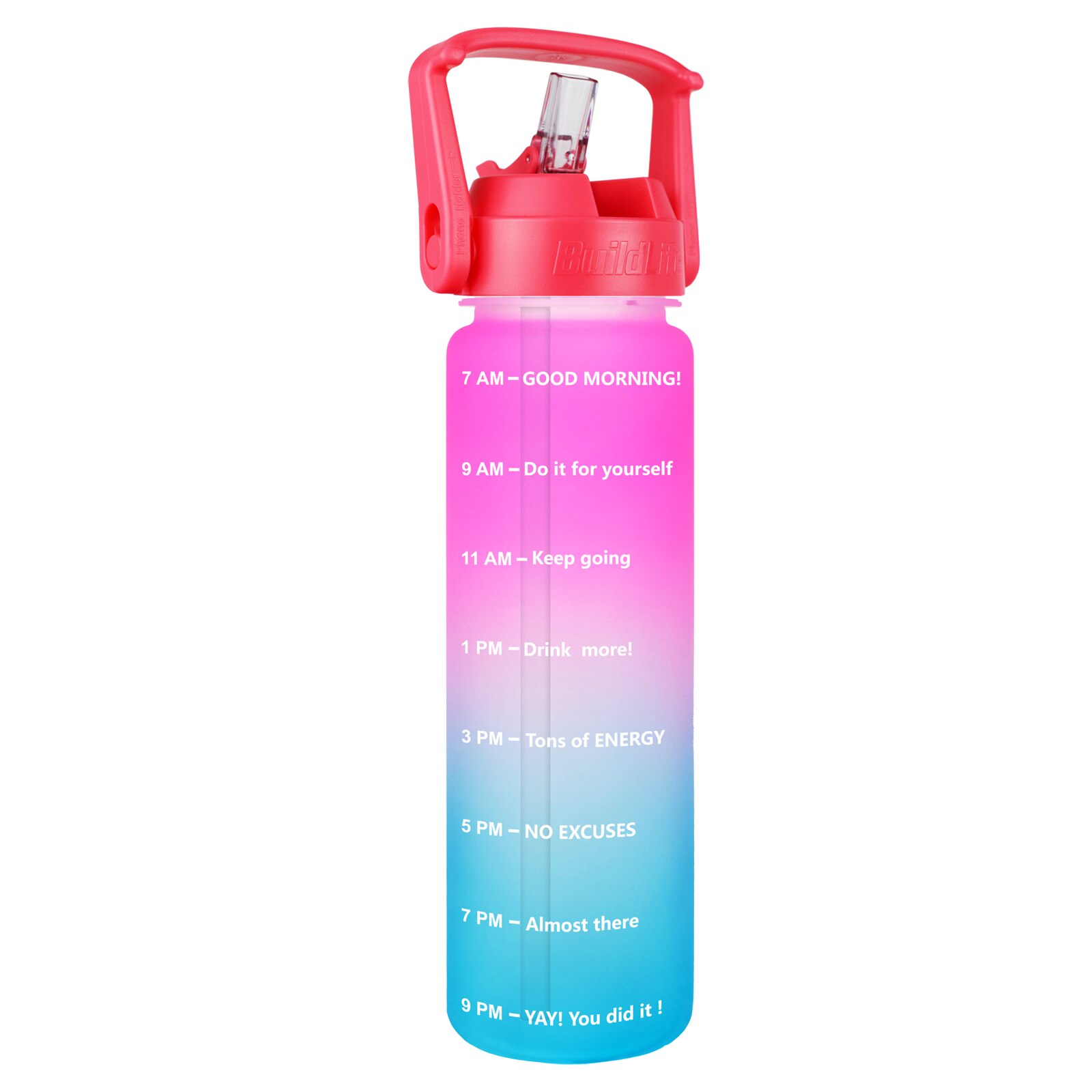 Quifit 1L 32oz Water Bottle With Straw Tritan BPA Free Sports Outdoor Camping Cup 32OZ Drinking Wide Mouth Leakproof: Pink-A-Blue