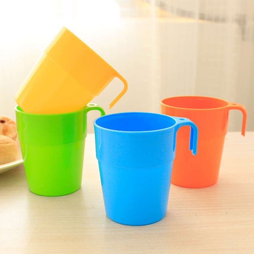 1 pc 201ml-300ml plastic Mug cup coffee milk travel mugs brief solid home office water cup portable handgrip tea mug