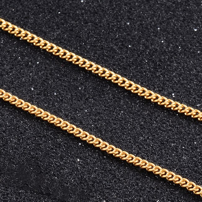 Collar de oro de acero inoxidable de para mujer, joyería superventas: Gold / 70CM