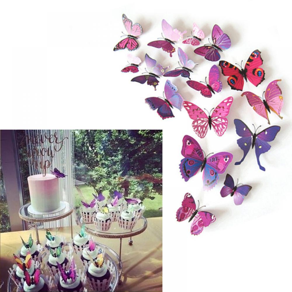 Wall Purple Glue Decor Fridge Vividly 3d Decals Butterfly Wall Stickers Home Decoration