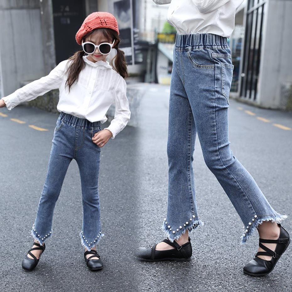Filles jean perle décoration enfants jean pour filles Jeans décontractés pour enfants adolescents vêtements pour enfants 6 8 10 12 14