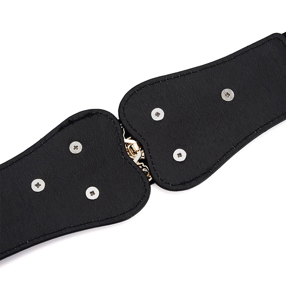 Funda de cintura para mujer, cierre de cintura elástico de hoja dorada a la con hebilla de doble gancho, cinturón ancho combinado con falda, cinturón para mujer