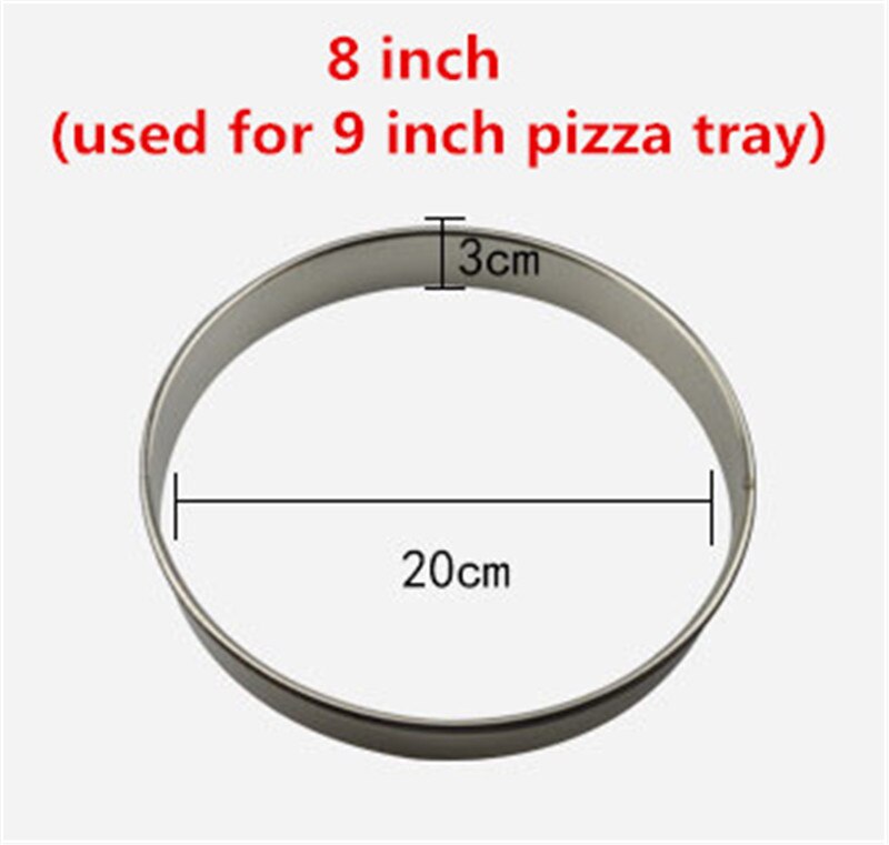 304 Stainless Steel Pizza round Rings for add Sauce Baking pan Ring Pizza Fruit Pie Circle DIY Dessert Decoration Ring tool: 8inch