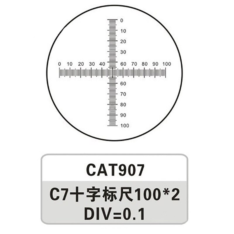 C7 mikroskop okular mikrometer div 0.1 mm kors linjal 10 x 10 riktmedel skala kalibrering graticule kat 907 diameter 16mm 19mm 24m