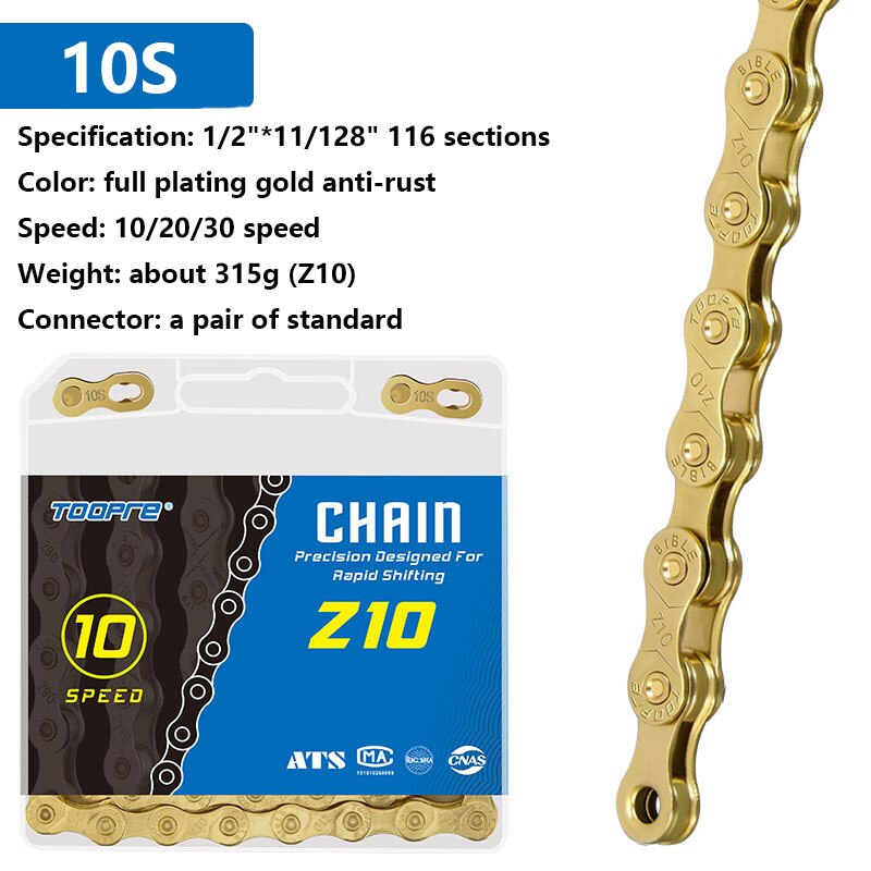 TOOPRE Catena per bicicletta 6 7 8 9 10 11 12 velocità MTB Bici da strada in acciaio al carbonio a velocità variabile catena dorata placcatura completa antiruggine 116L: Arancia
