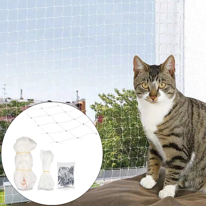 Valla de protección de seguridad para gatos, cerca de red anticaída para mascotas, protección de nailon para perros y gatos, malla transparente, valla protectora para balcón de nailon